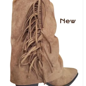 Bota mujer marrón de flecos