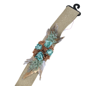 Cinturón dorado flores aguamarina