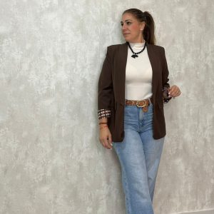 BLAZER PUÑO CUADROS MARRÓN