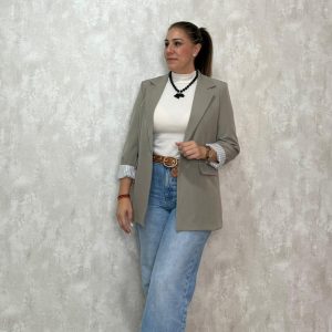 BLAZER PUÑO RALLAS TAUPE