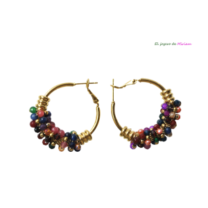 Aros acero cuentas colores