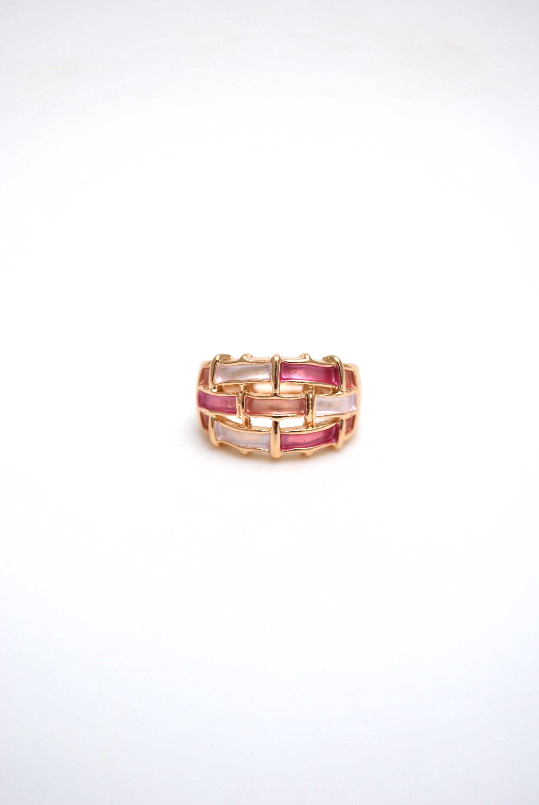 Anillo elástico trenzado rosa