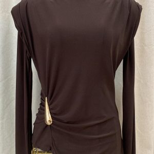 BLUSA BROCHE MARRÓN