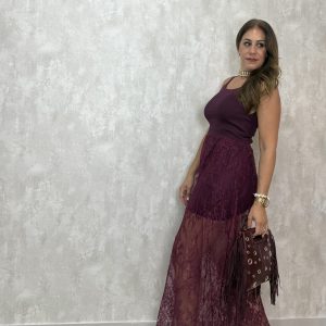 Vestido encaje burdeos