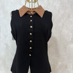 Chaleco cuello pana negro