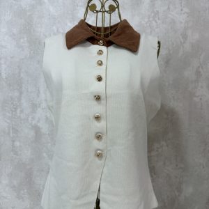 Chaleco cuello pana beis