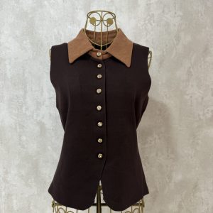 Chaleco cuello pana marrón