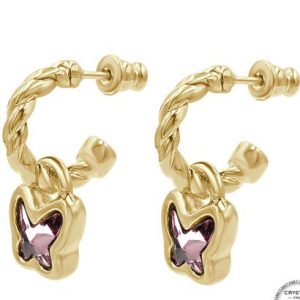 PENDIENTES ARO BUTTERFLY ORO/ROSA