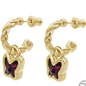 PENDIENTES ARO BUTTERFLY ORO/AMATISTA