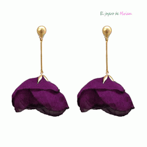 Pendientes berenjena pétalos