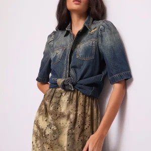 Camisa en denim de algodón lavado