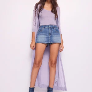 Cárdigan lila de punto lurex