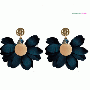 Pendientes pétalos azul petróleo