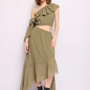 Vestido asimetrico en georgette